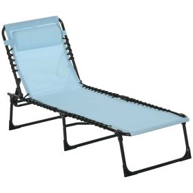 Folding Chaise Lounge Chair, 4-Position Reclining, Breathable Mesh Seat, Outdoor Sun Tanning Chair for Beach, Yard, Patio, Blue