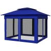 11 x 11 Pop-Up Canopy Gazebo Outdoor Patio Event Tent with Zipper Netting,Carry Bag, UV Protection for Backyard & Garden, Blue