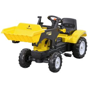Kids Pedal Go Kart with Front Loader Digger, Bright Yellow, Outdoor Play Toy for Ages 3+
