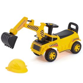 VEVOR Ride On Toddler Car, Push Car for Toddler 19 to 36 Months, Excavator Digger Toy with Helmet & Music, 55 lbs Load Capacity