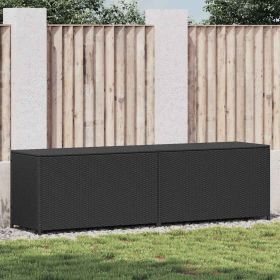 Storage Chest Black Poly Rattan, Powder-Coated Steel Large