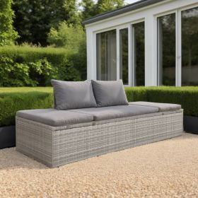 Lounge Bed Gray and dark gray Polyethylene rattan