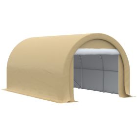 Outsunny 10' x 16' Carport, Heavy Duty Portable Garage Storage Tent with Large Zippered Door, Anti-UV PE Canopy Cover for Car, Truck, Boat, Motorcycle