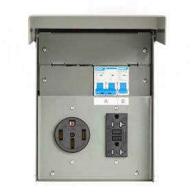 VEVOR Temporary Power Outlet Panel, 20 50 Amp, RV EV Electrical Outlet Panel with NEMA 50 Amp GFCI 20 Amp Receptacle Installed