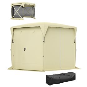 11 x 11ft Pop Up Gazebo Screen Tent with Removable Roof Cover, Roll-up Wind Panels for Camping, Backyard, Beige