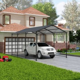 Metal Carport 10 ×15 FT Heavy Duty with Galvanized Steel Roof, Metal Garage Canopy with Galvanized Steel Roof & Frame