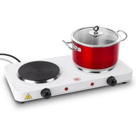 1Pc 2000W Double Electric Burner Double Hot Plate With 5 Gear Temperature Control (Option: White)