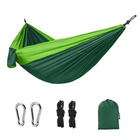 1pc Outdoor Camping Hammock; Portable Nylon Parachute Hammock 106*55in (Color: 106*55in Dark Green Fruit Green)