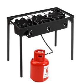 Rectangular Three Eyed Four Legged Gas Burner (Option: Black)