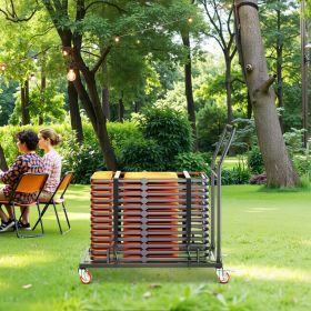 Folding Chair Rack Cart For 25 Chairs Of 300 LBS L-shape Horizontal (Option: Black)
